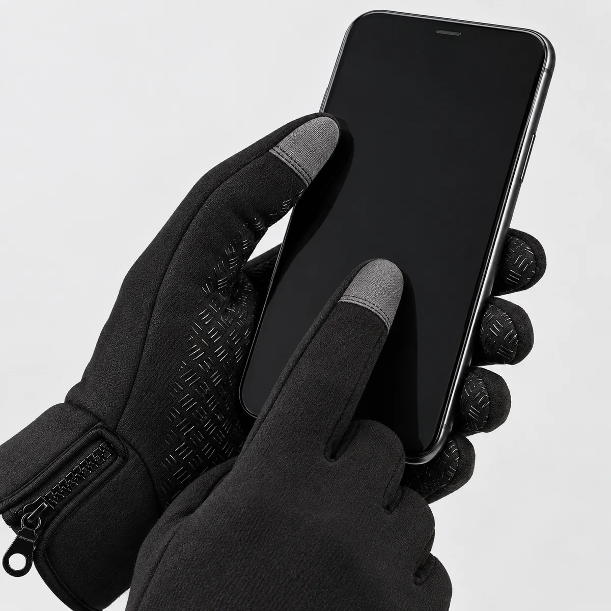 Duim en wijsvinger bedienen een telefoon